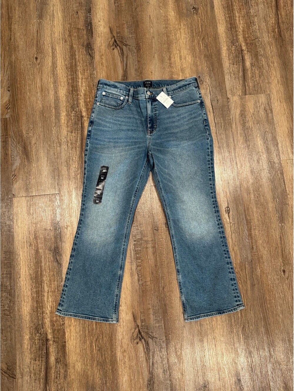 J.Crew Women's Mid Rise Flare Crop Blue Denim Jeans Size 30 NWT